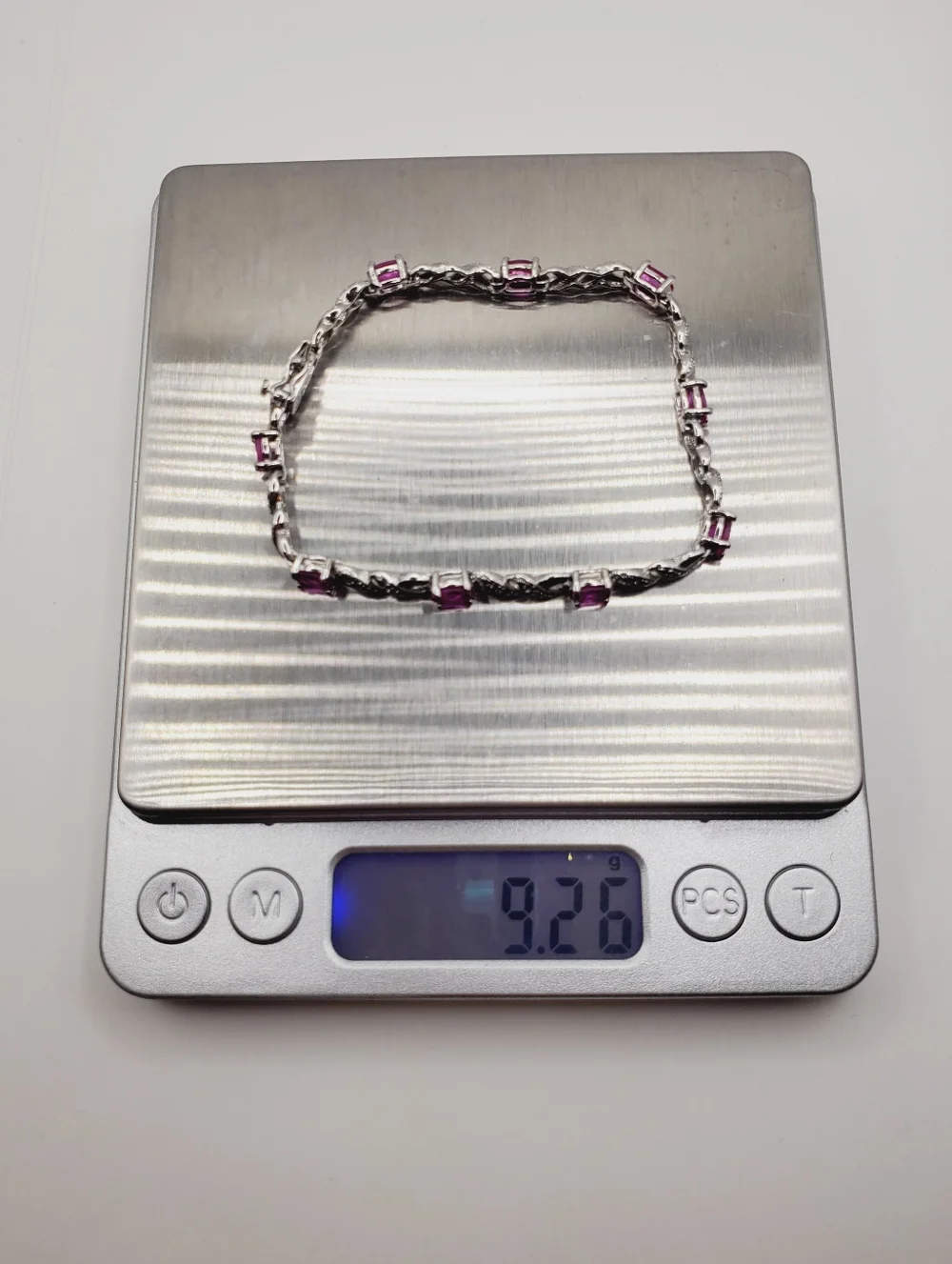 4 Carat Pink Sapphire & Diamond Accent - 925 Sterling Silver Twist Bracelet